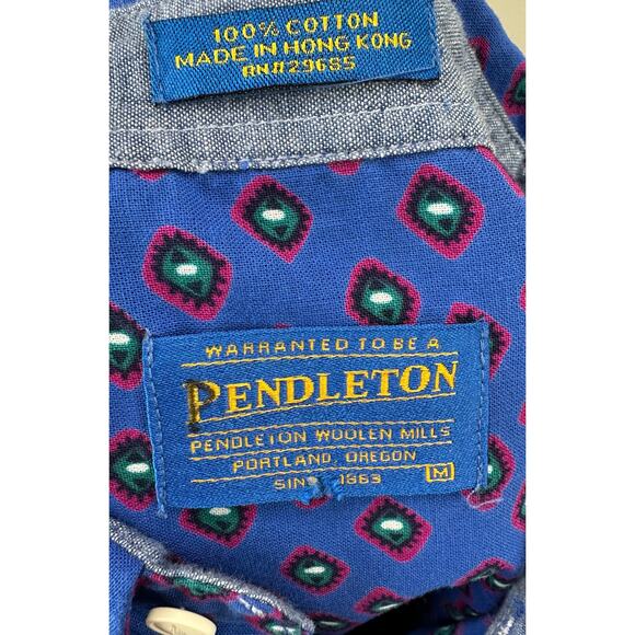 VTG 90s Pendleton Allover Geometric Print Shirt Men’s Size M Short Sleeve - Picture 4 of 5